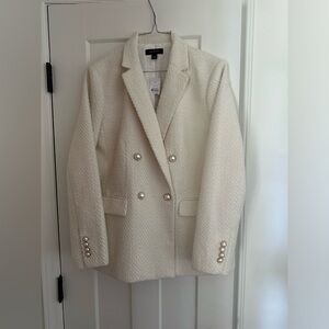 Ann Taylor boucle jacket with pearl buttons